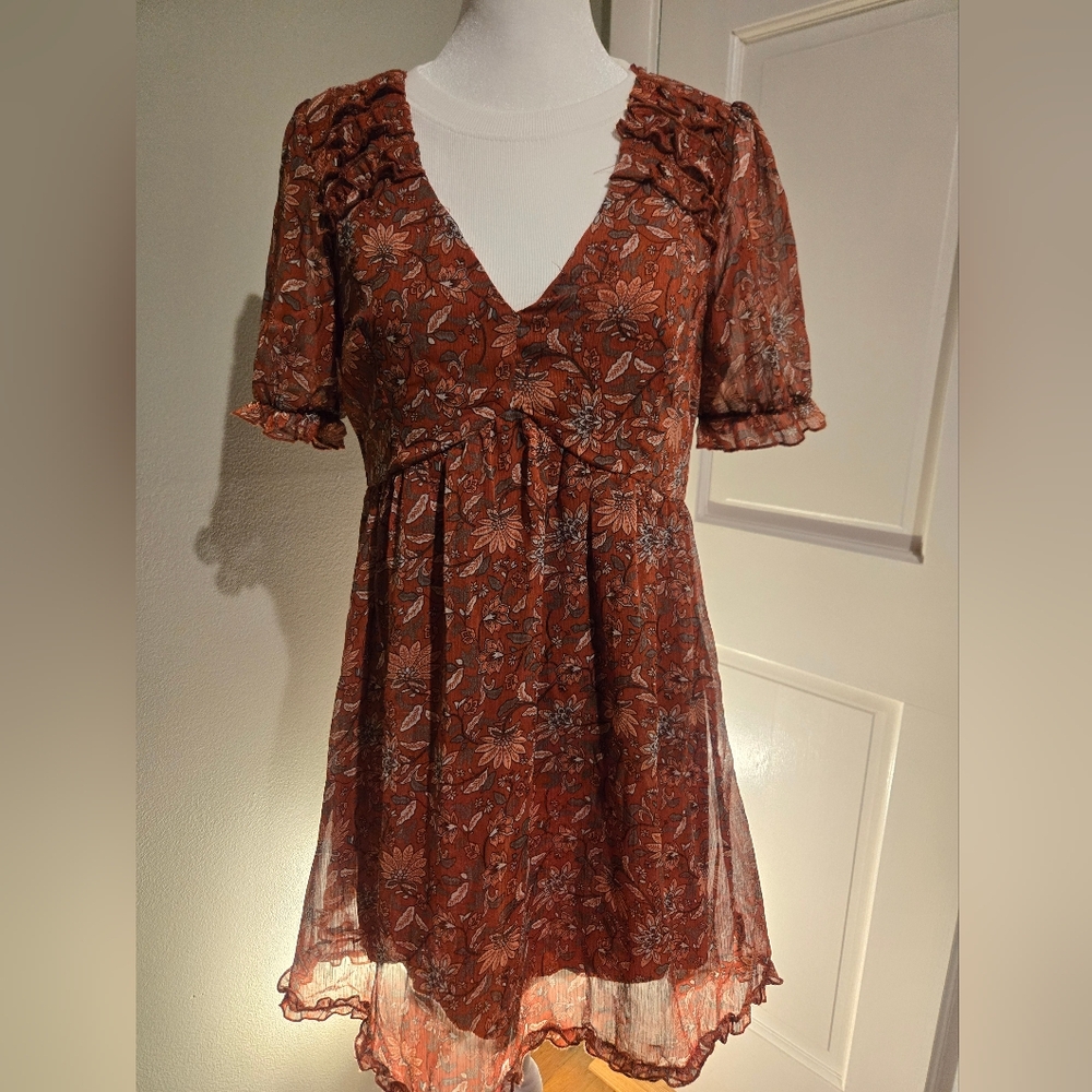Blue Rain Flowing Floral dress